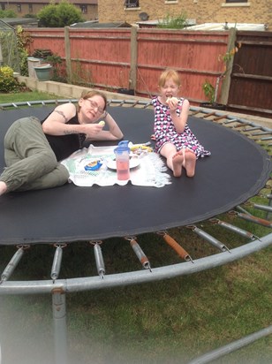Picnic on the trampoline 
