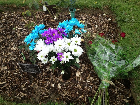 Flowers from me and roses from Dad for the one year anniversary of you leaving us xxx