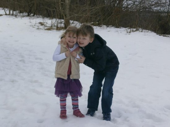 Charlotte in the snow with Brother Christian !!