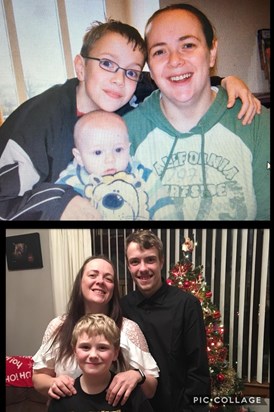 Tracy with her two boys & ten year later