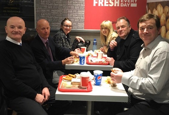 Enjoying KFC after races with Andrew, Keith, Colleen,  Ebony and Terry 
