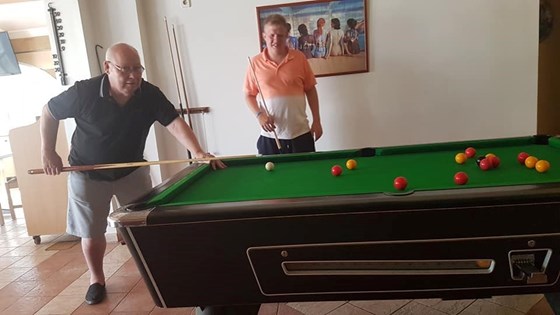 Me & Grandad playing pool @ Antonio's Hotel in Faliraki 2019