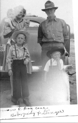 Ginger being held by her Grandma Case next to Grandpa Case. Bob & Judy in the front. 1942