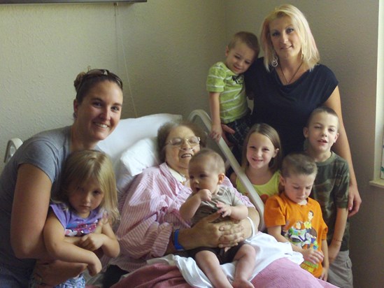 Grandma Ginger with some of her Great-GrandKids.