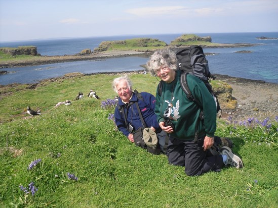 Margaret and John on a family trip to visit the puffins on Treshnish Isles