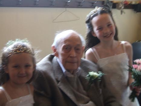 Ellie & Georgia with their grandad at Lisa,s weddind