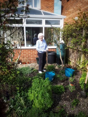 Gran in the garden, Spring 2020