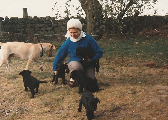 1986 at Rannieston - choosing a puppy - Ellon
