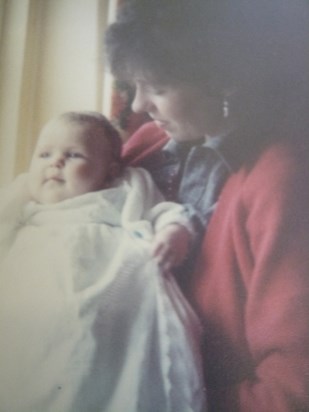 Maryrose with her god-daughter, my middle daughter Katy, on her christening day in 1982
