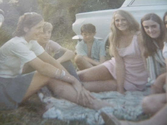 Maryrose and me with friends in Hampshire - not sure of the year, but somebody with a knowledge of old cars might know!