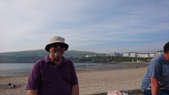 Dad's first beer after brain surgery, Port Erin IOM