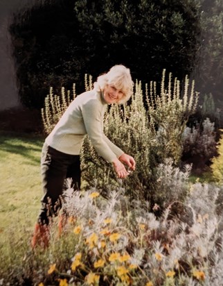 Gill in her lovely garden