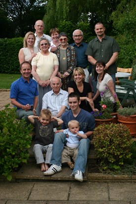 Reg (top centre) at brother's 80th birthday