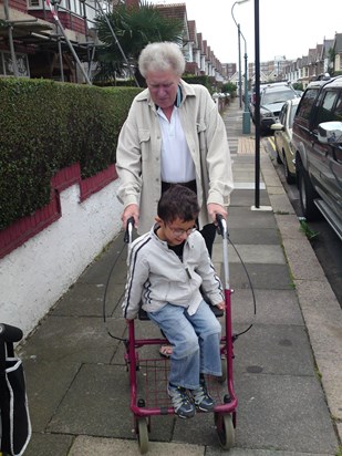 Grandson Kai gets a ride to Stoneham Park, Hove