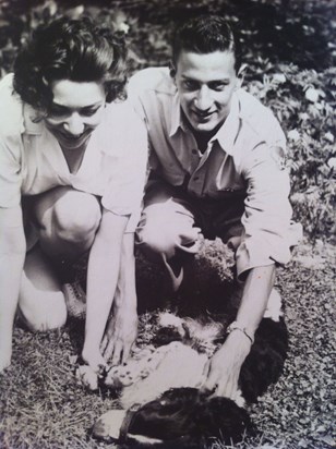 Norm with sister Carol and dog "Ring"