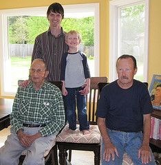 Four generations 2010, Norm wth eldest son Kurt, grandson Myles, great grandson Finn