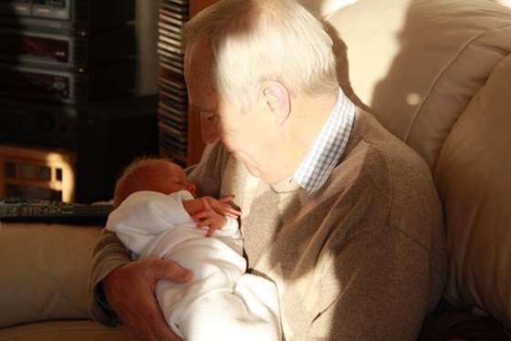 First cuddles with grandson Oliver - December 2008
