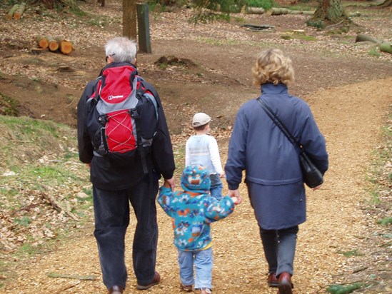 Walking with the grandchildren in 2006