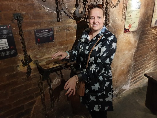 Clare in the Clink prison on a day out up London.