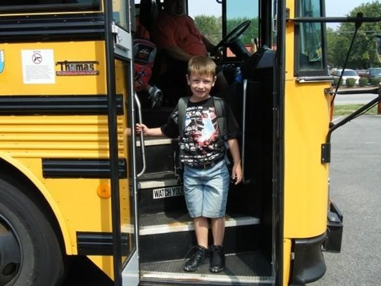 Adam's son, Andrew on the first day of Kindergarten. He should've been there. He would be so proud.