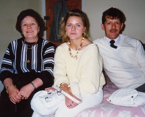 Angela with her Dad and Nana