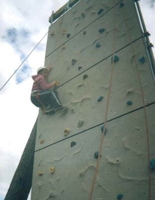 ang climbing the wall 2003 photo sent by Lesley