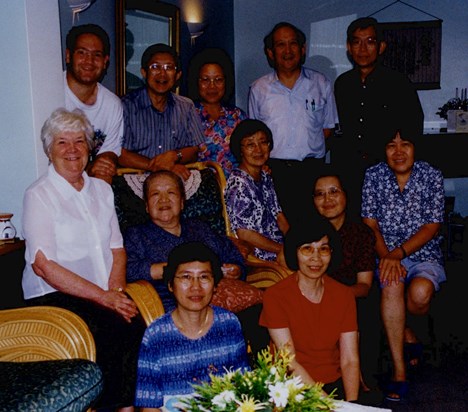 Dr Pang with friends before she left for Chengdu. Betty Hughes sat to left of Lillian