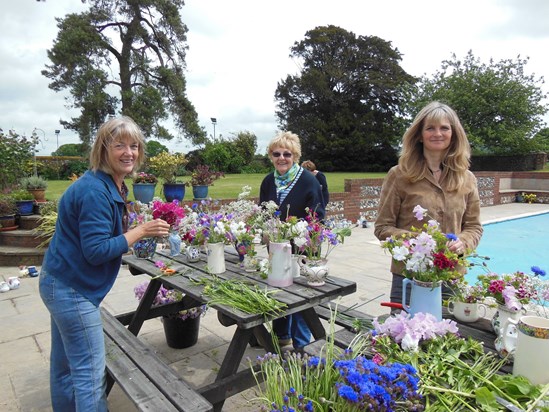 Auntie Sheila getting involved with all the wedding flowers for her great niece Anna White's wedding in June 2013