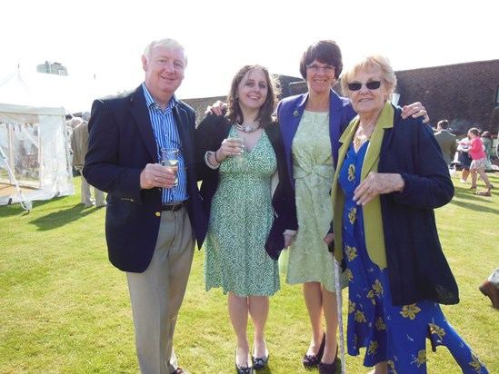 With her nephew Richard, his wife Gill and daughter Maddy, at Anna White's wedding to David Stockings in June 2013