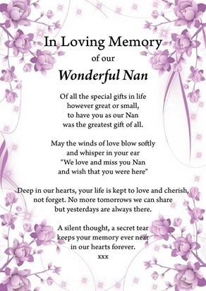 this is for you nan we miss you xxx