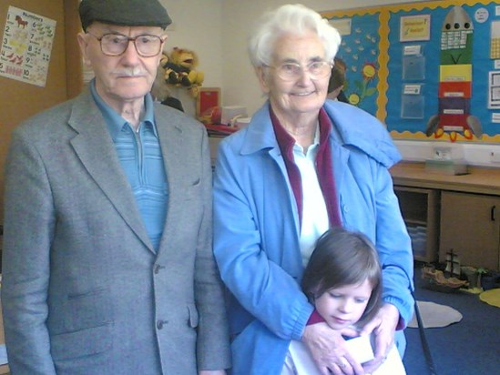 my gran and other papa with ellys starting school