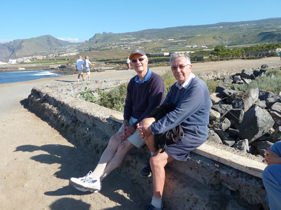 Bob with Arther on visit to Tenerife. A good friend