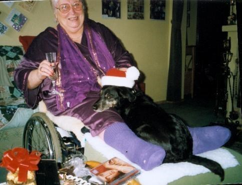 Mum at Xmas with Poopy. She loved that dog!