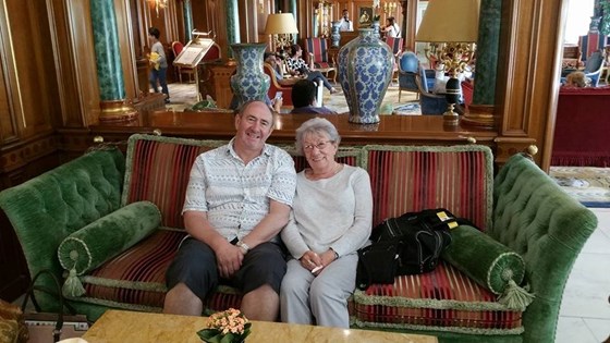 Joyce and S in Hotel lounge