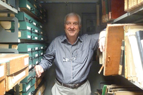 Dad amongst the archives, one of his favourite places