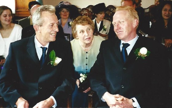 Nancy with her godson, Nick, and son, David