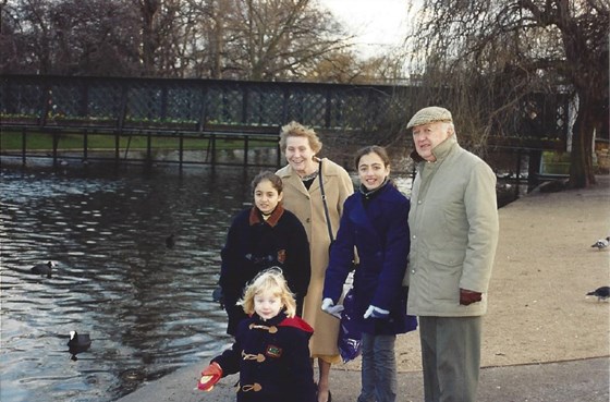 Nancy and Michael with granddaughter Hannah and her sisters, Alex and Vanessa