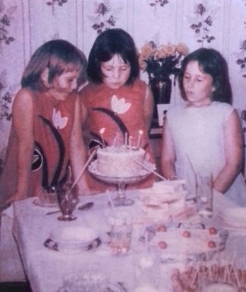 Mandy, Maria & Roz on the twins' 6th birthday wearing the beautiful dresses you sent us from Hong Kong - we loved them xxx