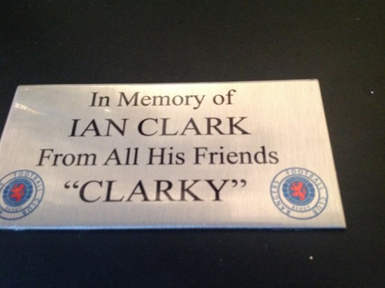 A plaque to put on the lion in memory of you ian from all your friends