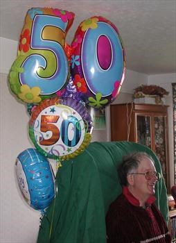 Philip with his 50th birthday balloons