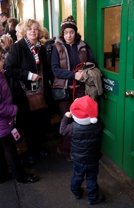 waiting in line for Santa - 2011