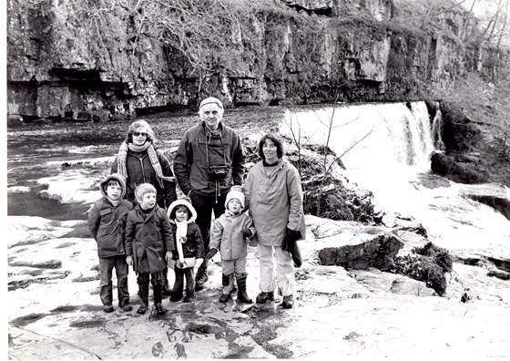 ...in South Wales at the waterfalls in the Brecon Beacons, with second cousins.