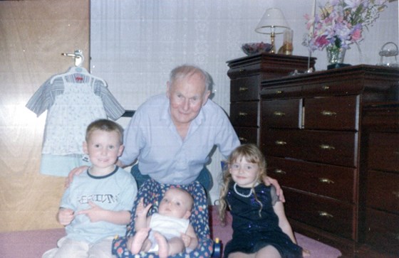 Grandfather John with his Natalia, Liam and Cara