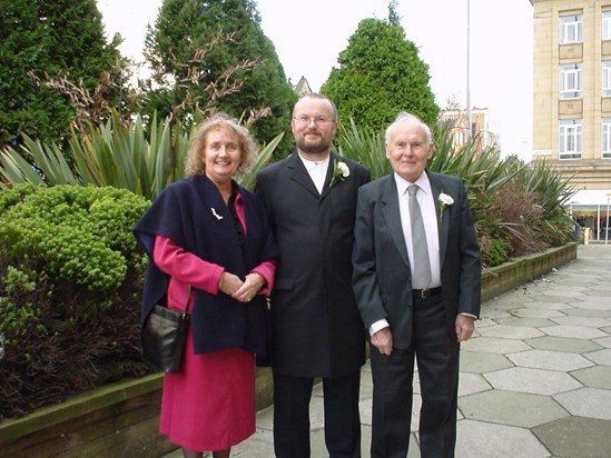 Proud Mum and Dad at Geoffs Wedding 2002