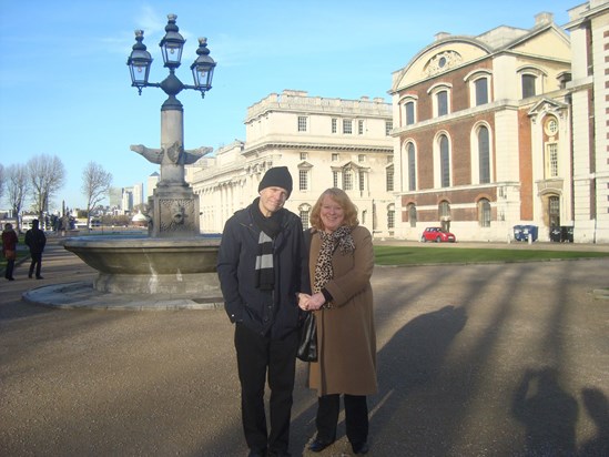 Dad and Julie outside the Naval College in Greenwich