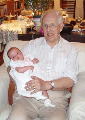 Colin with grand-daughter Catriona Mackie at her christening, October 2005