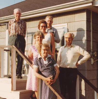 With Pam's cousin Bessie and family in Kinuso, Alberta, 1983