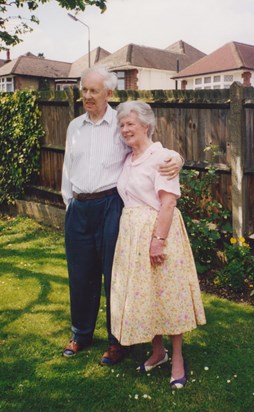 Colin and Pam in the garden at Vale Drive, 1998