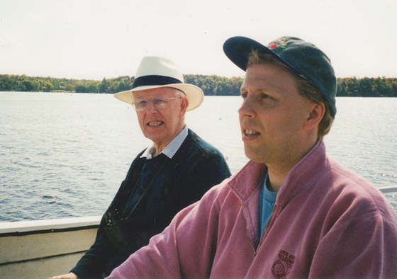 Top deck on the Trent Severn, with Brian, Ontario 2001