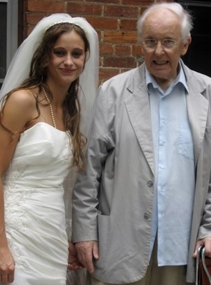 Mr. Mackie with grand-daughter-in-law, Emily, on her wedding day - Sept. 2011